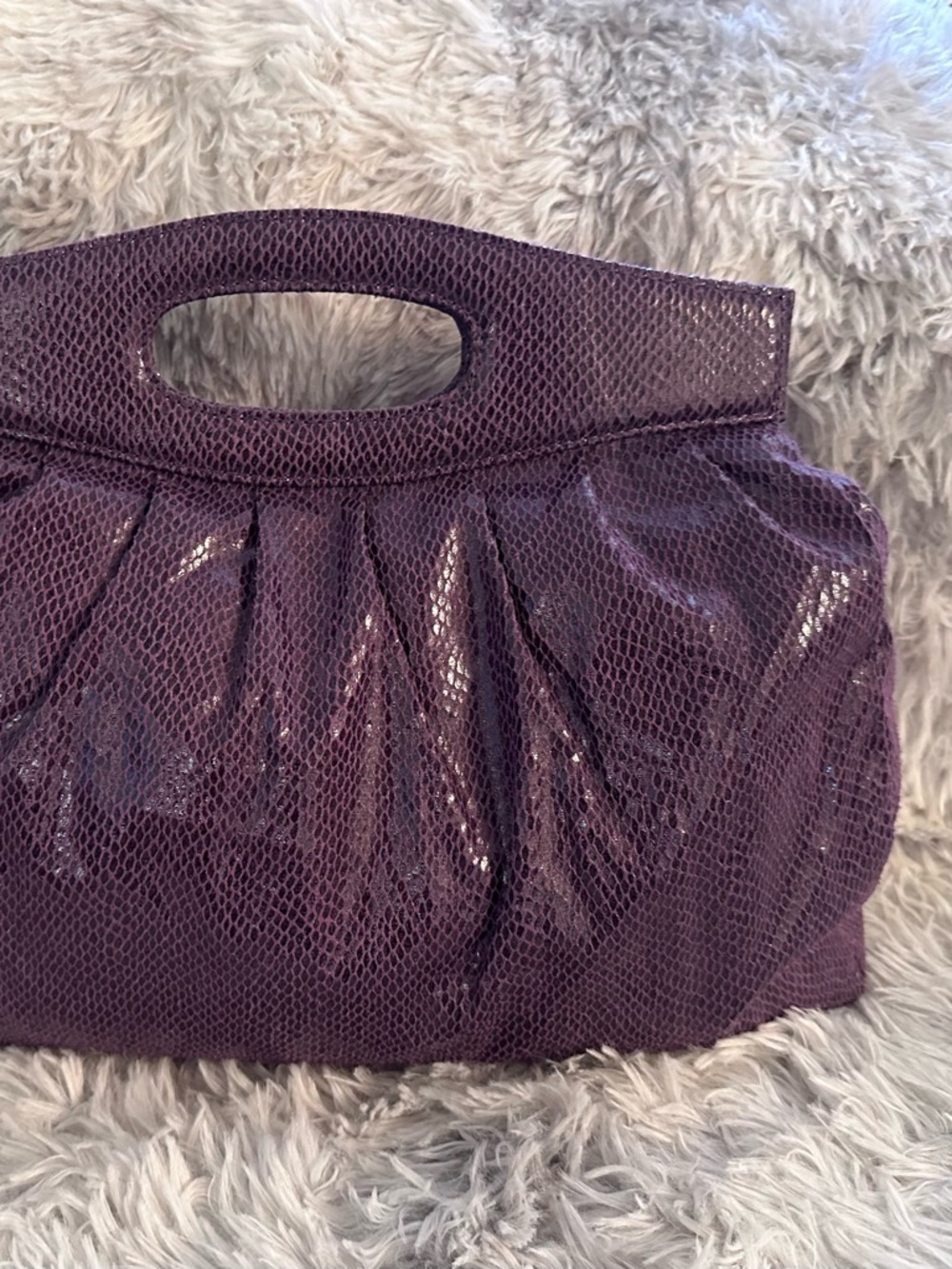 NYC by Perlina Purple Handbag in Vegan Snakeskin - Picture 2 of 8